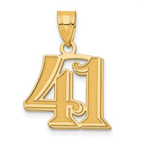 14k Polished Etched Number 41 Pendant-AEN41