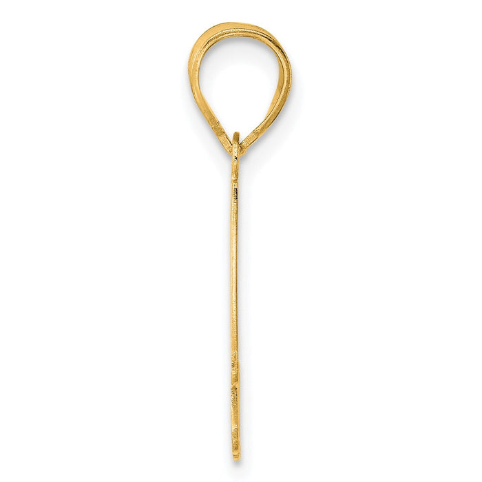 14k Polished Etched Number 44 Pendant-AEN44