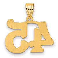 14k Polished Etched Number 45 Pendant-AEN45