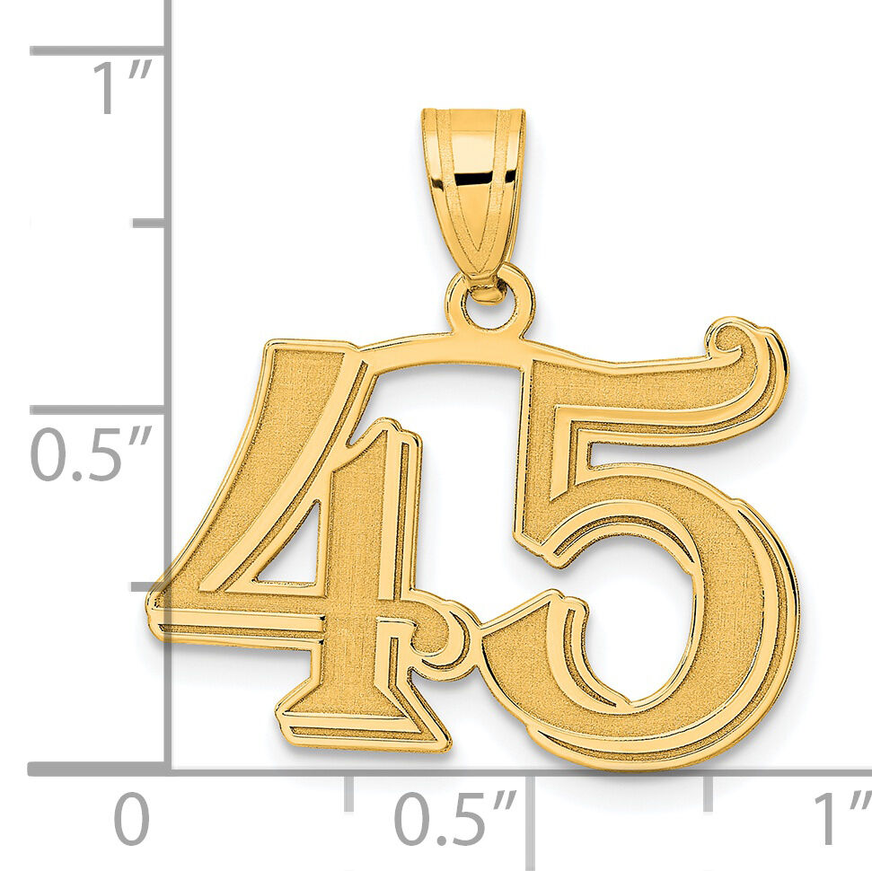 14k Polished Etched Number 45 Pendant-AEN45