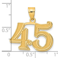 14k Polished Etched Number 45 Pendant-AEN45