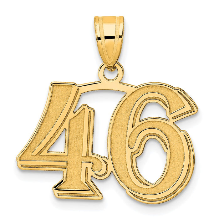 14k Polished Etched Number 46 Pendant-AEN46