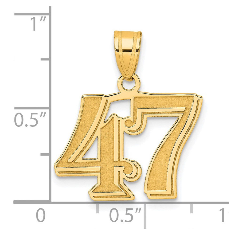 14k Polished Etched Number 47 Pendant-AEN47