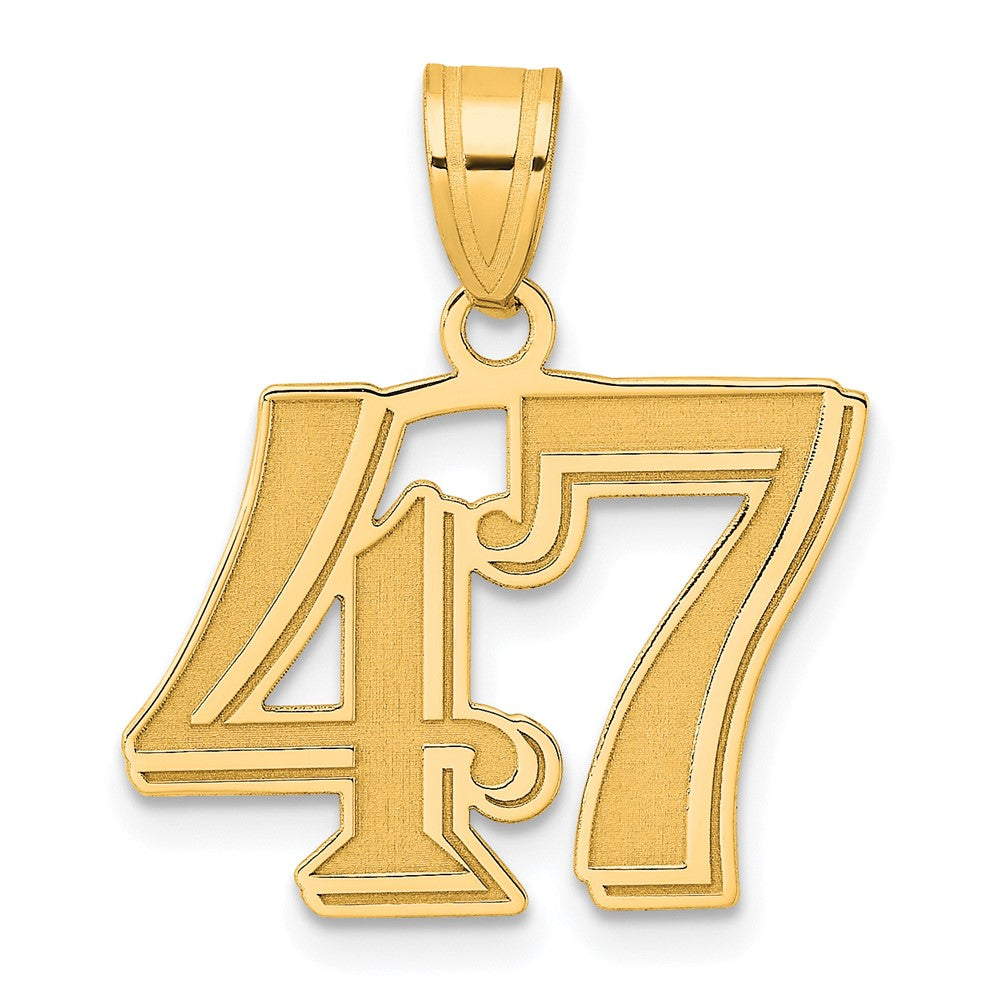 14k Polished Etched Number 47 Pendant-AEN47