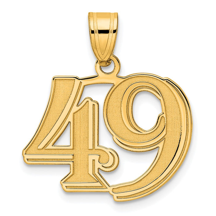 14k Polished Etched Number 49 Pendant-AEN49