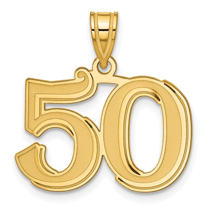 14k Polished Etched Number 50 Pendant-AEN50