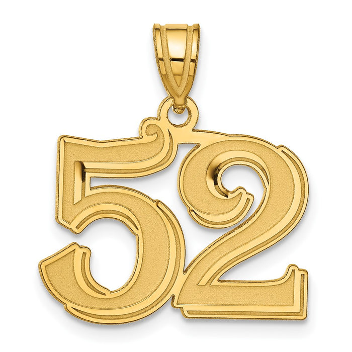 14k Polished Etched Number 52 Pendant-AEN52