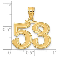 14k Polished Etched Number 53 Pendant-AEN53