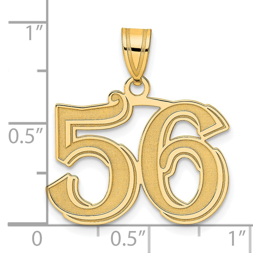 14k Polished Etched Number 56 Pendant-AEN56