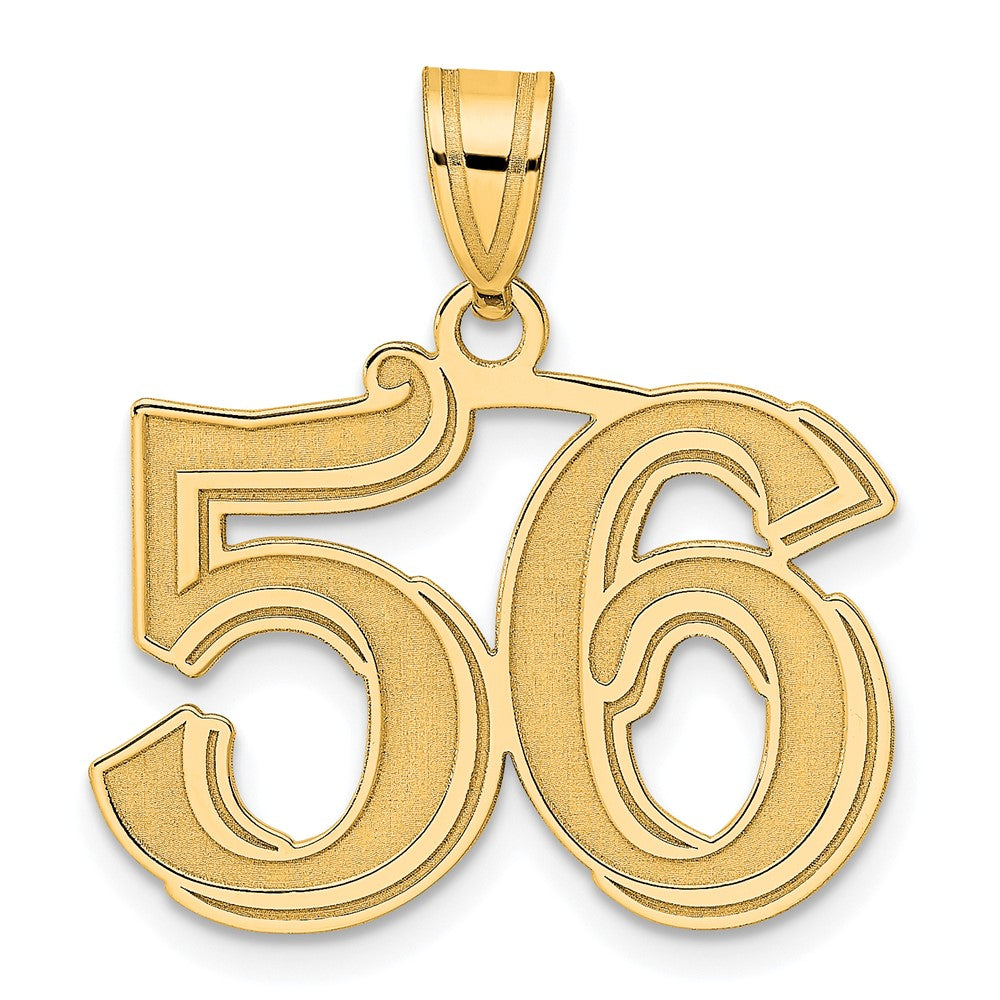14k Polished Etched Number 56 Pendant-AEN56