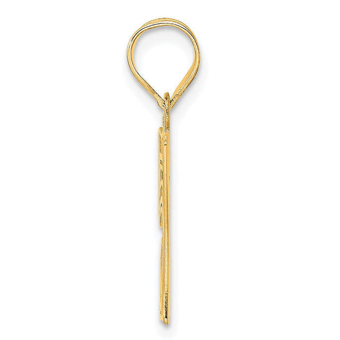 14k Polished Etched Number 57 Pendant-AEN57