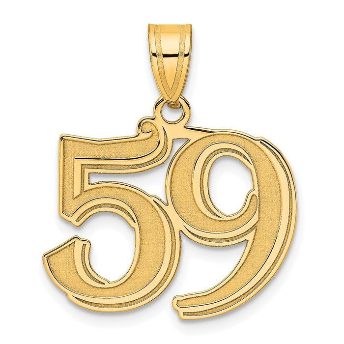 14k Polished Etched Number 59 Pendant-AEN59