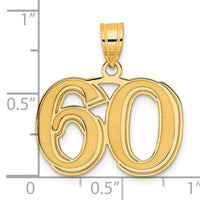 14k Polished Etched Number 60 Pendant-AEN60