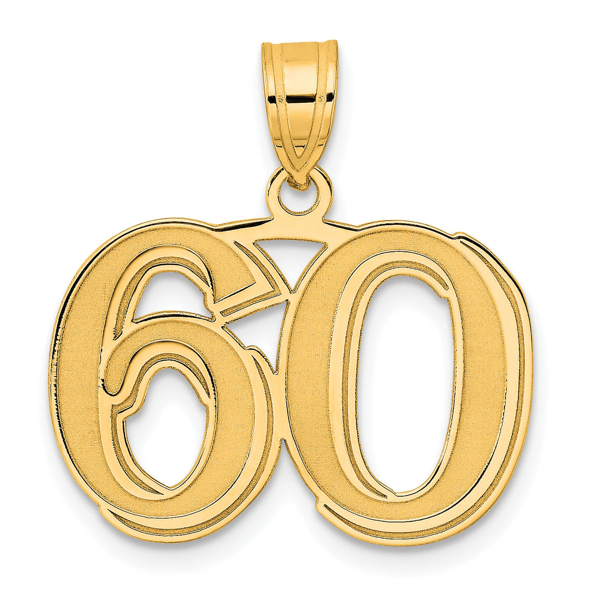 14k Polished Etched Number 60 Pendant-AEN60