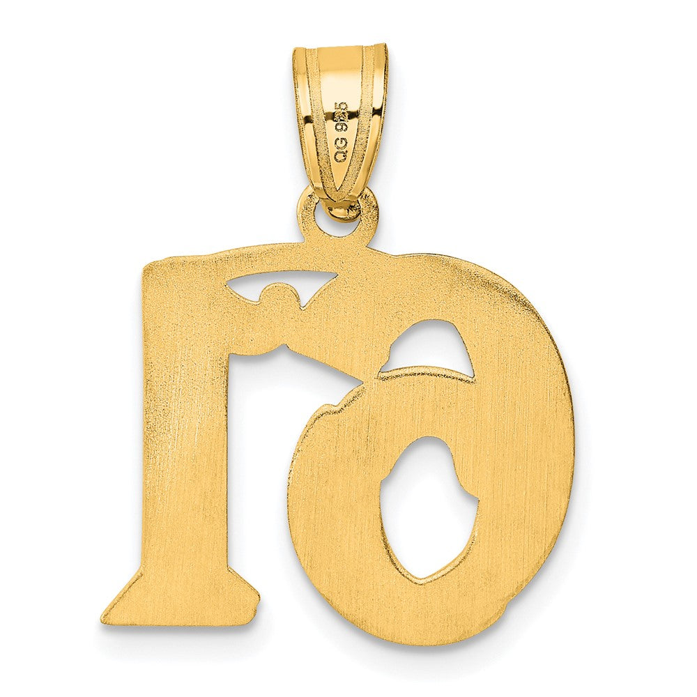 14k Polished Etched Number 61 Pendant-AEN61