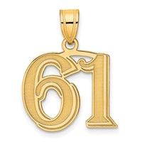 14k Polished Etched Number 61 Pendant-AEN61