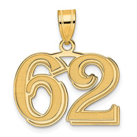 14k Polished Etched Number 62 Pendant-AEN62