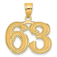 14k Polished Etched Number 63 Pendant-AEN63