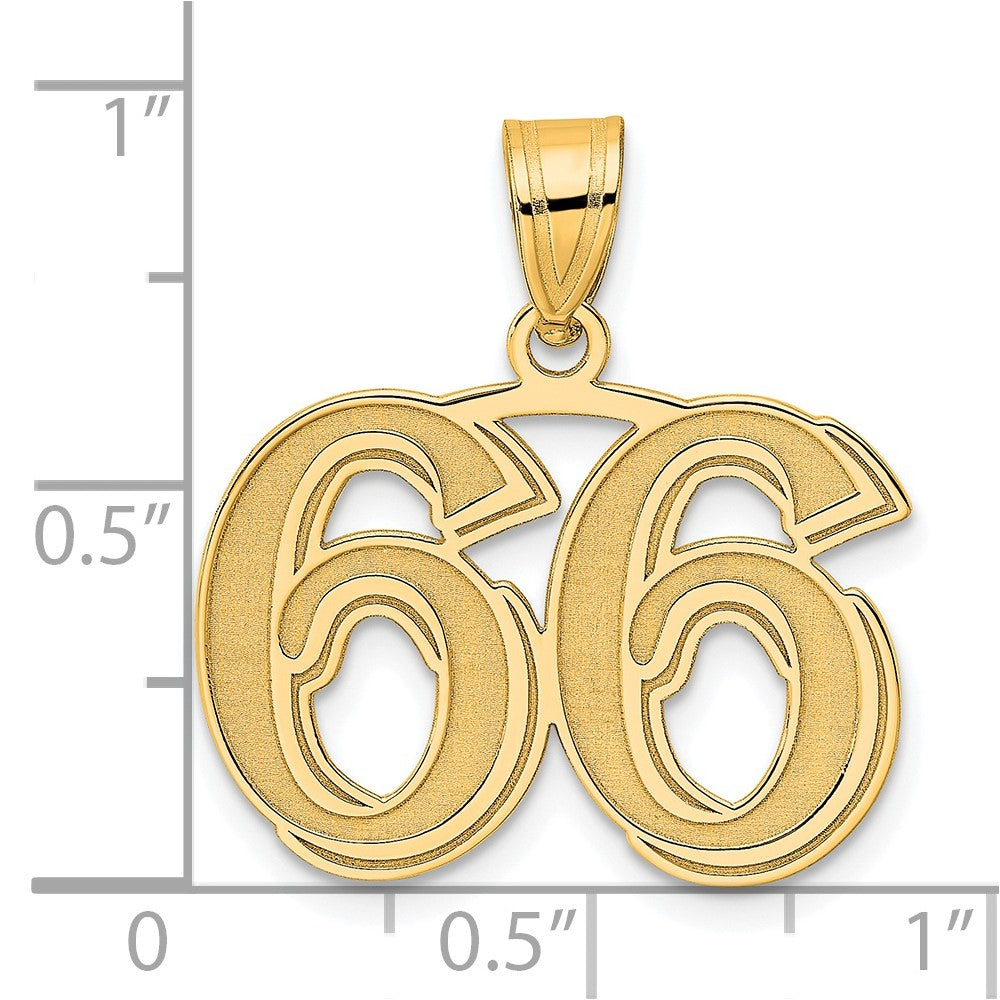 14k Polished Etched Number 66 Pendant-AEN66