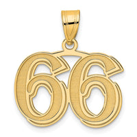 14k Polished Etched Number 66 Pendant-AEN66