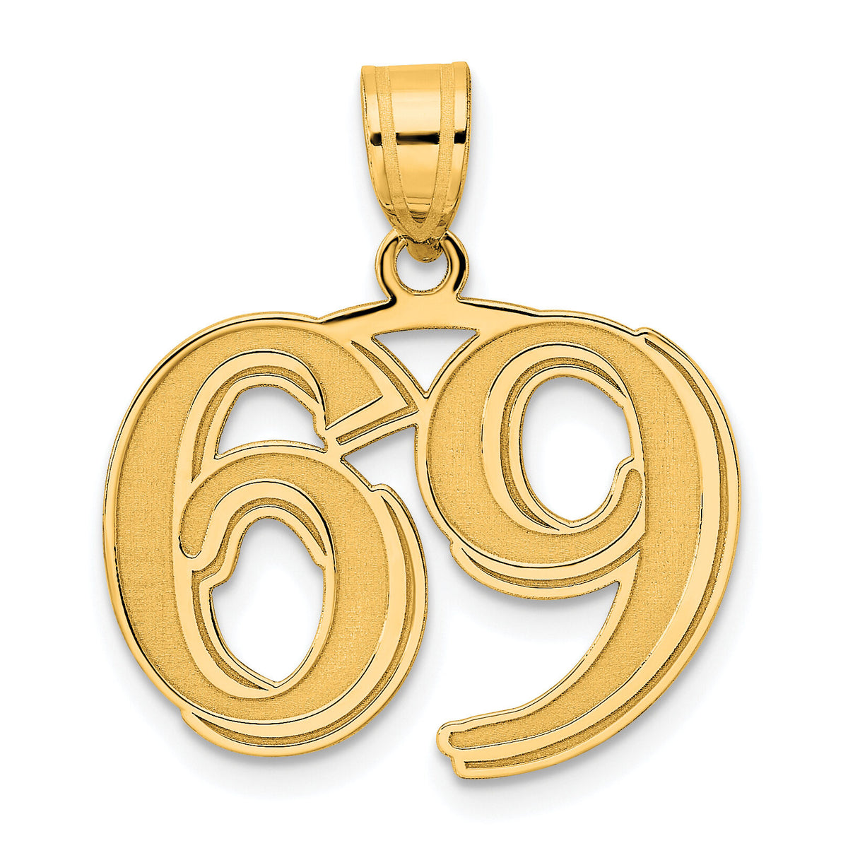 14k Polished Etched Number 69 Pendant-AEN69