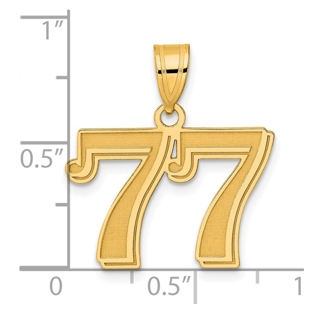 14k Polished Etched Number 77 Pendant-AEN77