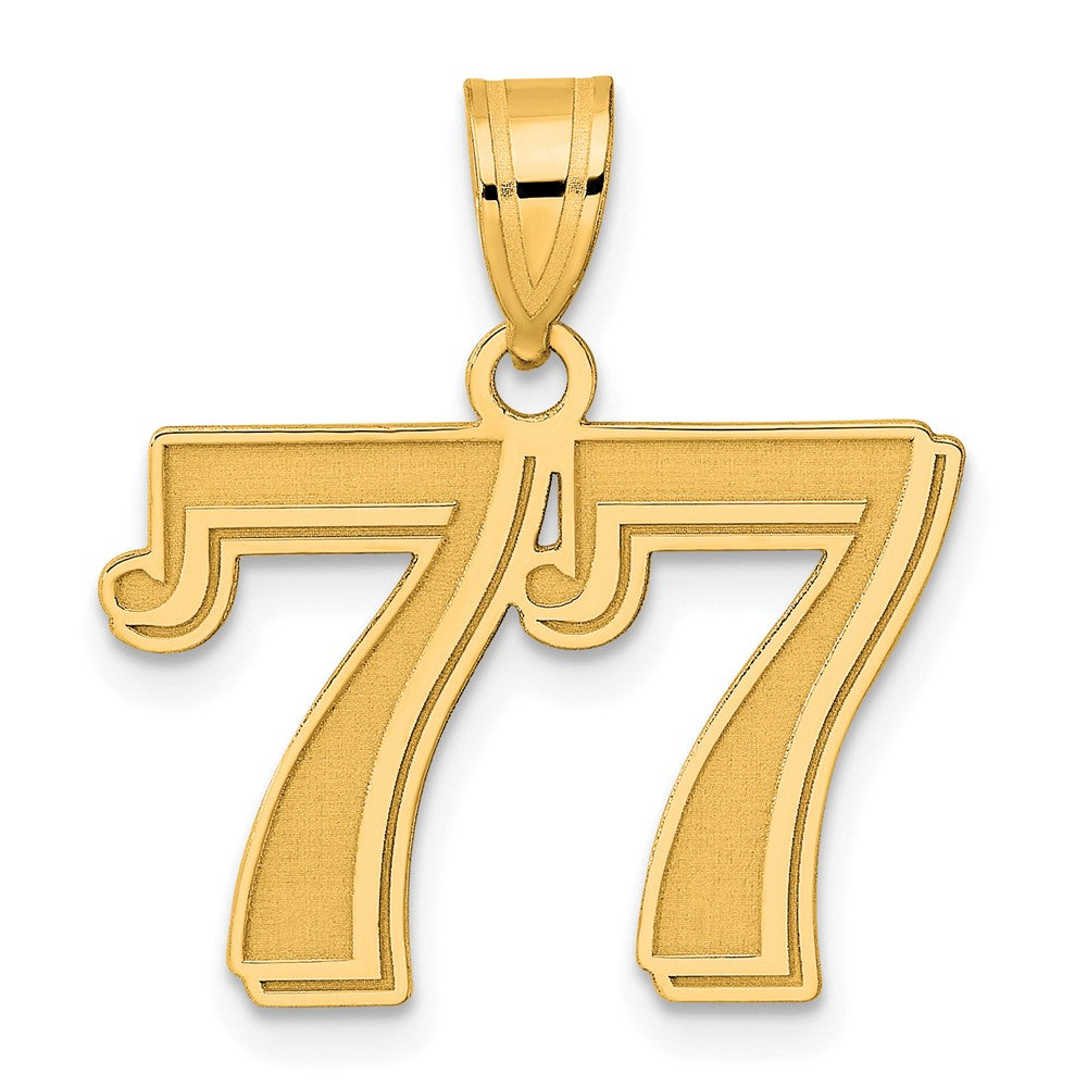 14k Polished Etched Number 77 Pendant-AEN77