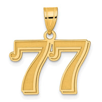 14k Polished Etched Number 77 Pendant-AEN77