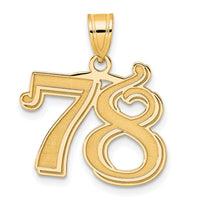 14k Polished Etched Number 78 Pendant-AEN78