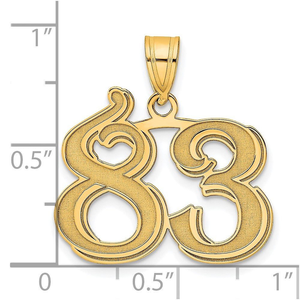 14k Polished Etched Number 83 Pendant-AEN83
