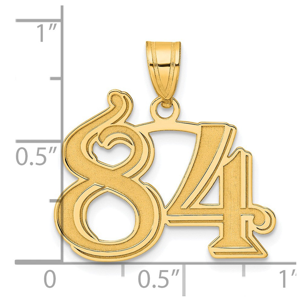 14k Polished Etched Number 84 Pendant-AEN84