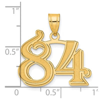14k Polished Etched Number 84 Pendant-AEN84