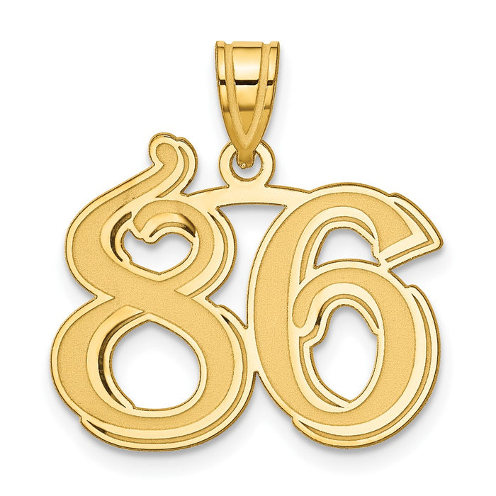 14k Polished Etched Number 86 Pendant-AEN86