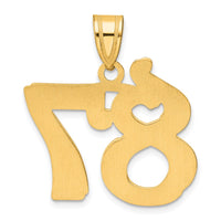 14k Polished Etched Number 87 Pendant-AEN87