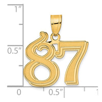 14k Polished Etched Number 87 Pendant-AEN87