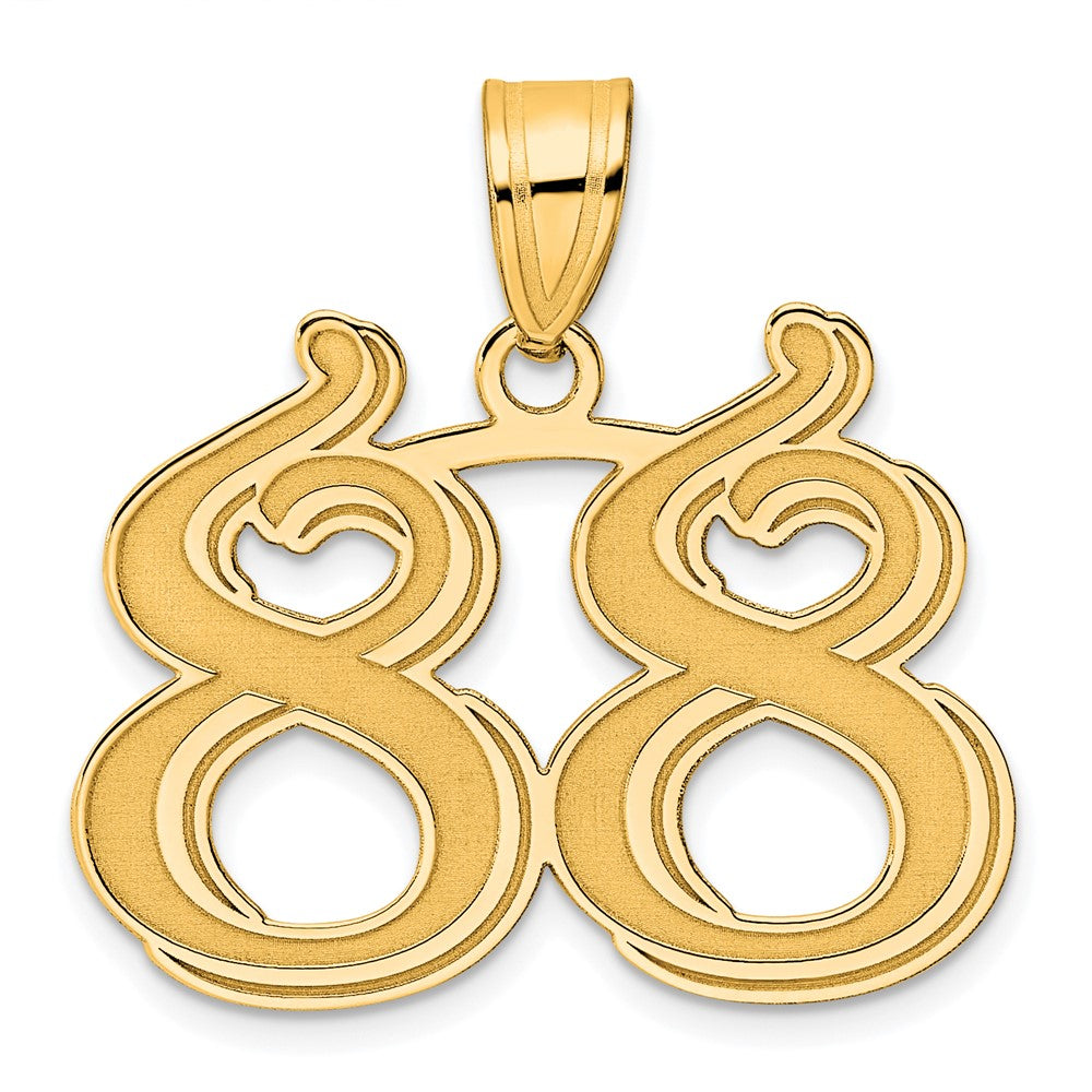 14k Polished Etched Number 88 Pendant-AEN88