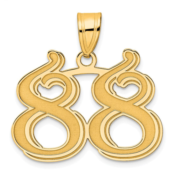 14k Polished Etched Number 88 Pendant-AEN88