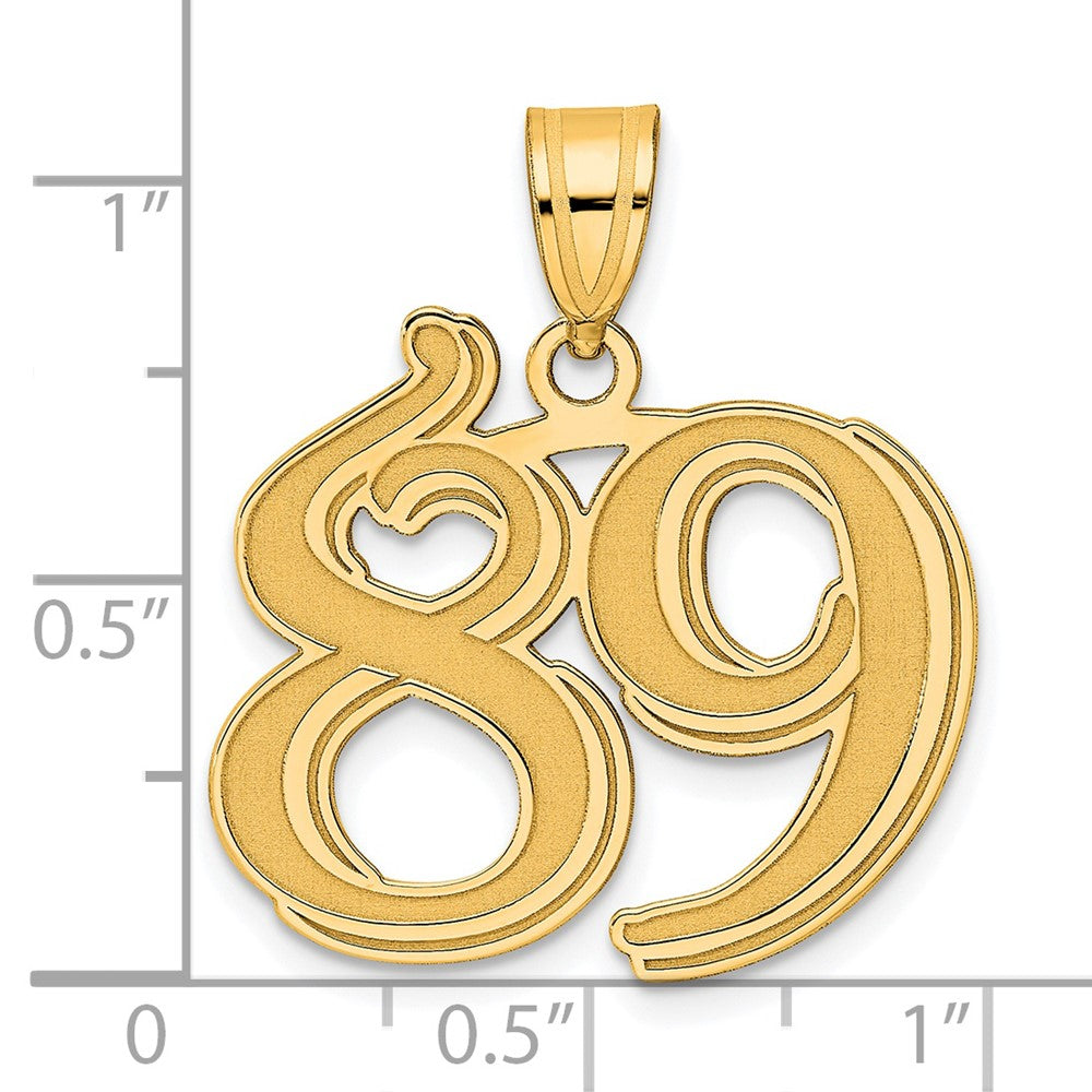 14k Polished Etched Number 89 Pendant-AEN89