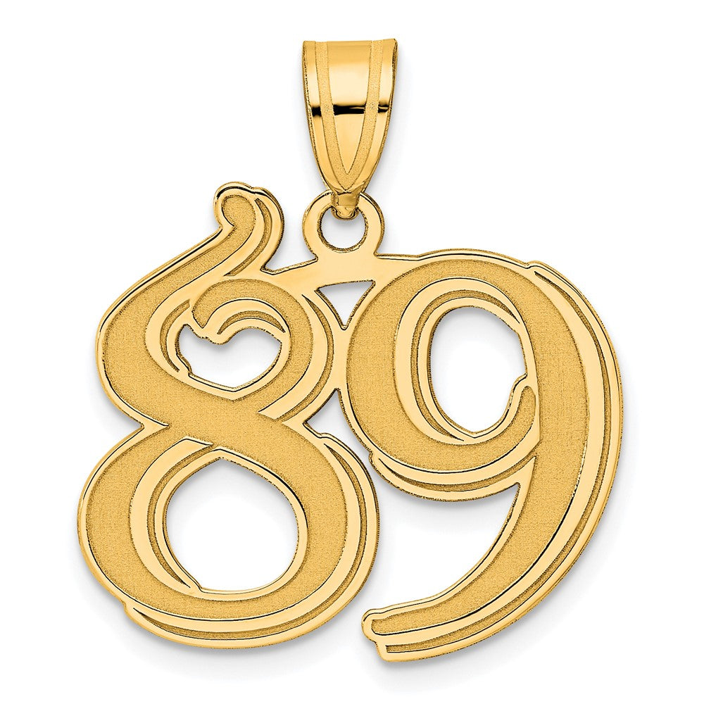 14k Polished Etched Number 89 Pendant-AEN89