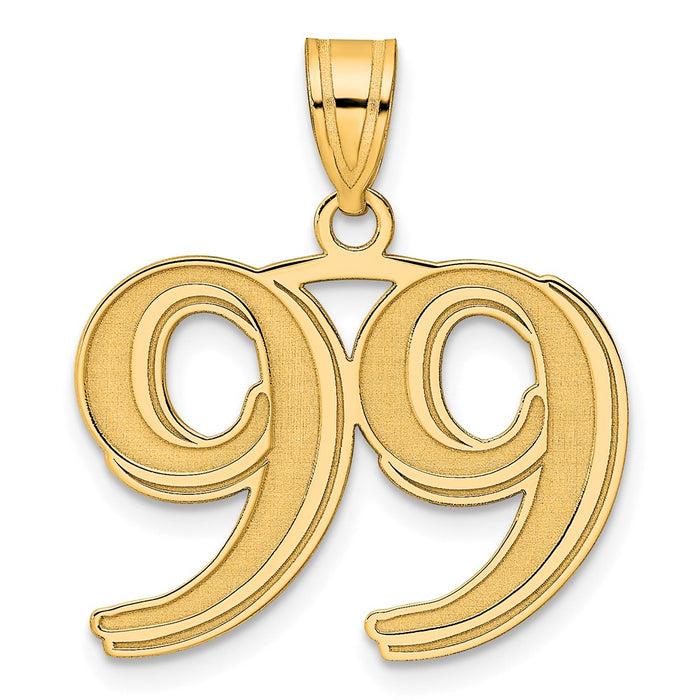 14k Polished Etched Number 99 Pendant-AEN99