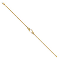 14k Polished Heart 9inch  Anklet-ANK118-9