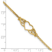 14k Polished Heart 9inch  Anklet-ANK118-9