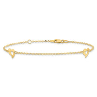 14k Polished Heart 9in Plus 1in ext Anklet-ANK143-10
