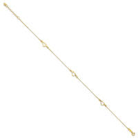 14k Diamond-cut Heart 10in Plus 1in ext. Anklet-ANK156-10