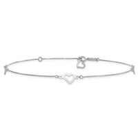 14K White Gold Fancy Heart 9in Plus 1in ext. Anklet-ANK157W-9