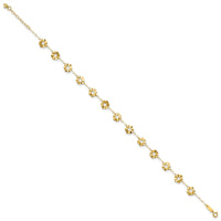 14k Adjustable Flower 10in Plus 1in ext. Anklet-ANK176-10