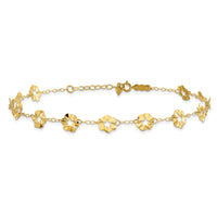 14k Adjustable Flower 10in Plus 1in ext. Anklet-ANK176-10