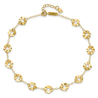 14k Adjustable Flower 10in Plus 1in ext. Anklet-ANK176-10