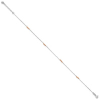 14K Two-Tone Mirror Beaded 9in Plus 1in ext. Anklet-ANK179-9
