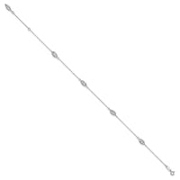 14k White Gold Puffed Rice Bead 9in Plus 1in ext. Anklet-ANK181-9